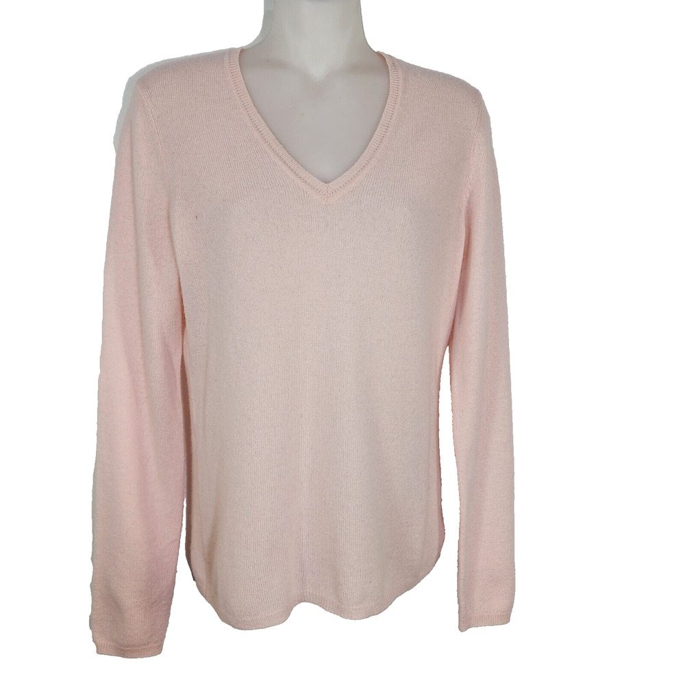 Charter Club Luxury Sweater Womens Small 100% Cashmere V Neck Pink Pullover Knit